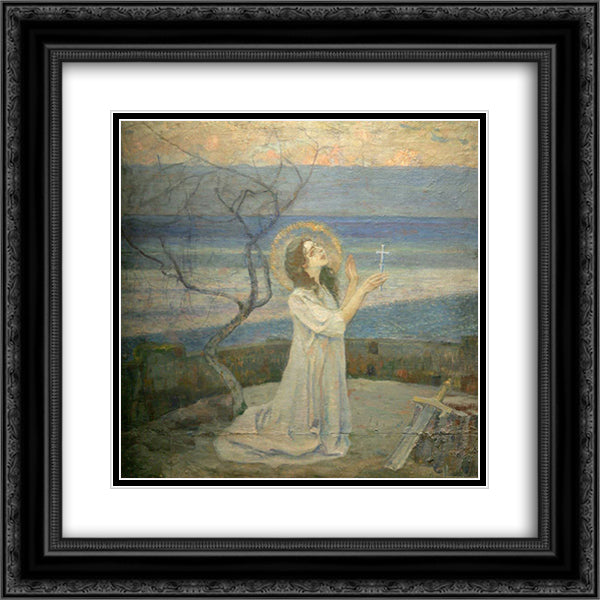 Saint Barbara 20x20 Black Ornate Wood Framed Art Print Poster with Double Matting by Nesterov, Mikhail