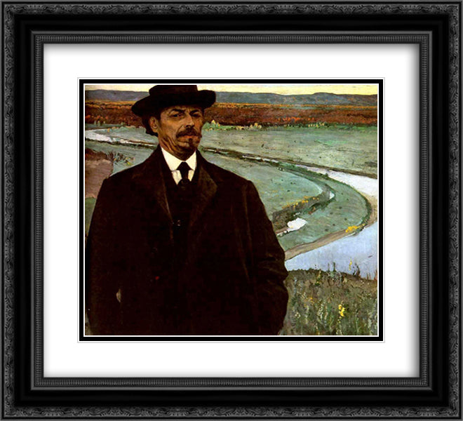 Self-portrait 22x20 Black Ornate Wood Framed Art Print Poster with Double Matting by Nesterov, Mikhail