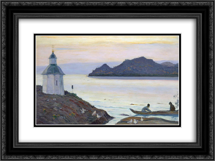 Solovki 24x18 Black Ornate Wood Framed Art Print Poster with Double Matting by Nesterov, Mikhail