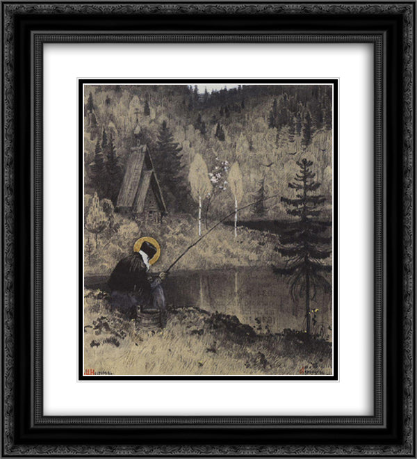 St. Paphnutius of Borovsk 20x22 Black Ornate Wood Framed Art Print Poster with Double Matting by Nesterov, Mikhail