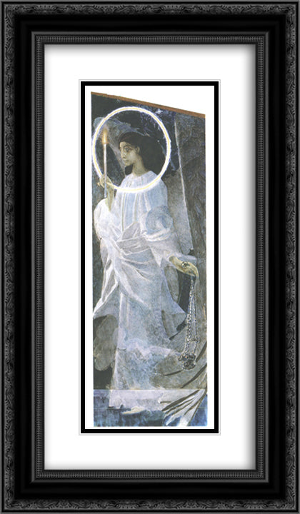 Angel with censer and candle 14x24 Black Ornate Wood Framed Art Print Poster with Double Matting by Vrubel, Mikhail