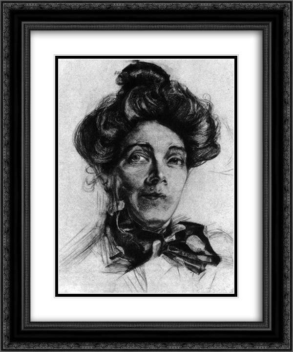 Artist's wife Nadezhda Zabela 20x24 Black Ornate Wood Framed Art Print Poster with Double Matting by Vrubel, Mikhail