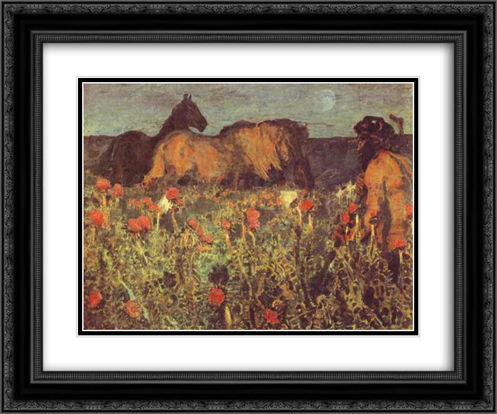 At Nightfall 24x20 Black Ornate Wood Framed Art Print Poster with Double Matting by Vrubel, Mikhail