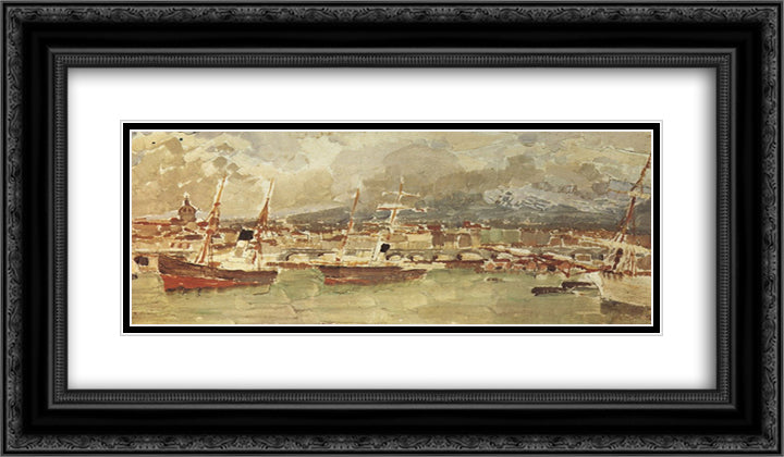 Catania. Sicily. 24x14 Black Ornate Wood Framed Art Print Poster with Double Matting by Vrubel, Mikhail