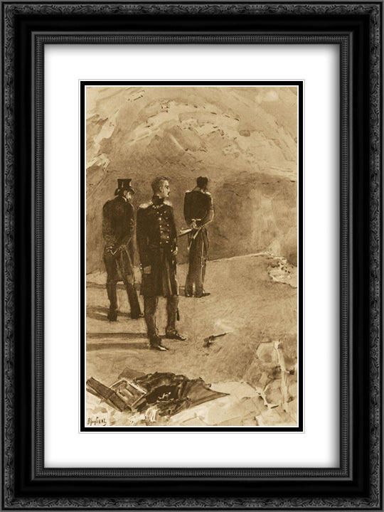 Duel of Pechorin and Grushnitsky 18x24 Black Ornate Wood Framed Art Print Poster with Double Matting by Vrubel, Mikhail