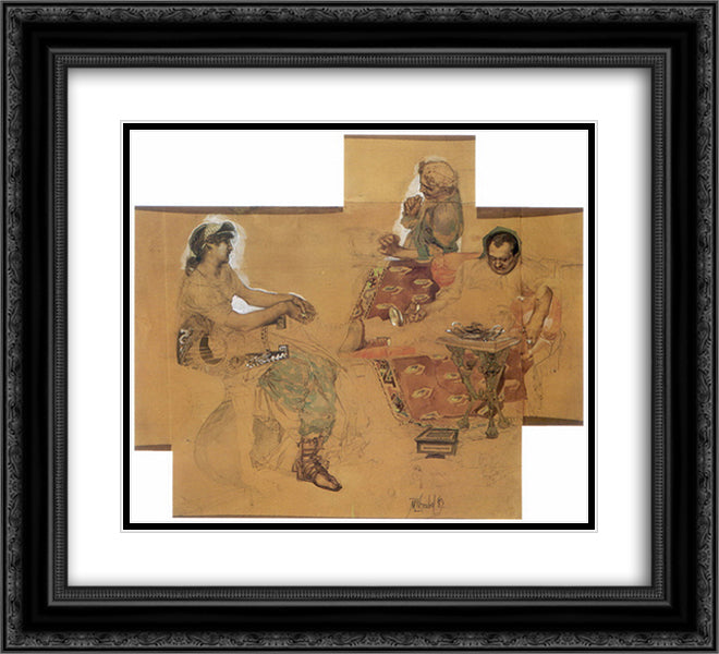 Feasting Romans 22x20 Black Ornate Wood Framed Art Print Poster with Double Matting by Vrubel, Mikhail