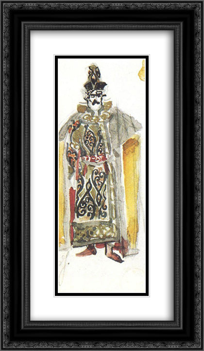 Fist-fighter (Costume design for the opera The Enchantress) 14x24 Black Ornate Wood Framed Art Print Poster with Double Matting by Vrubel, Mikhail
