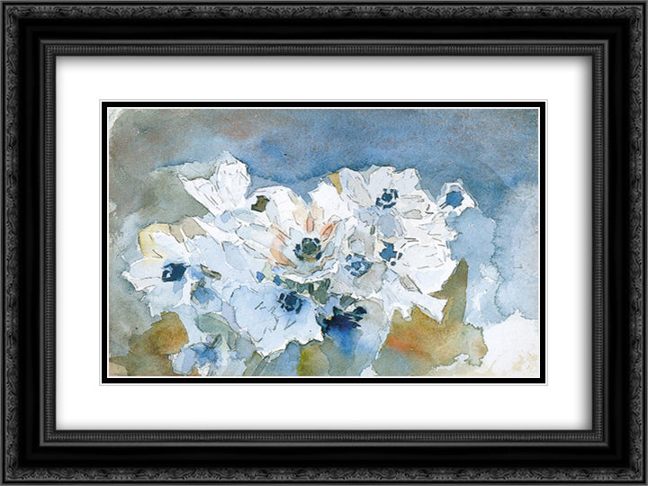 Flowers 24x18 Black Ornate Wood Framed Art Print Poster with Double Matting by Vrubel, Mikhail