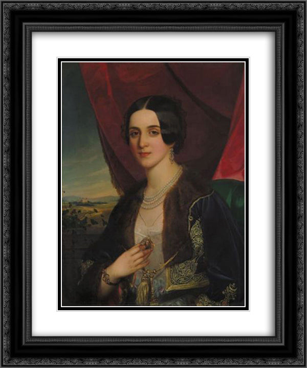 Portrait of Savka Obrenovic 20x24 Black Ornate Wood Framed Art Print Poster with Double Matting by Barabas, Miklos