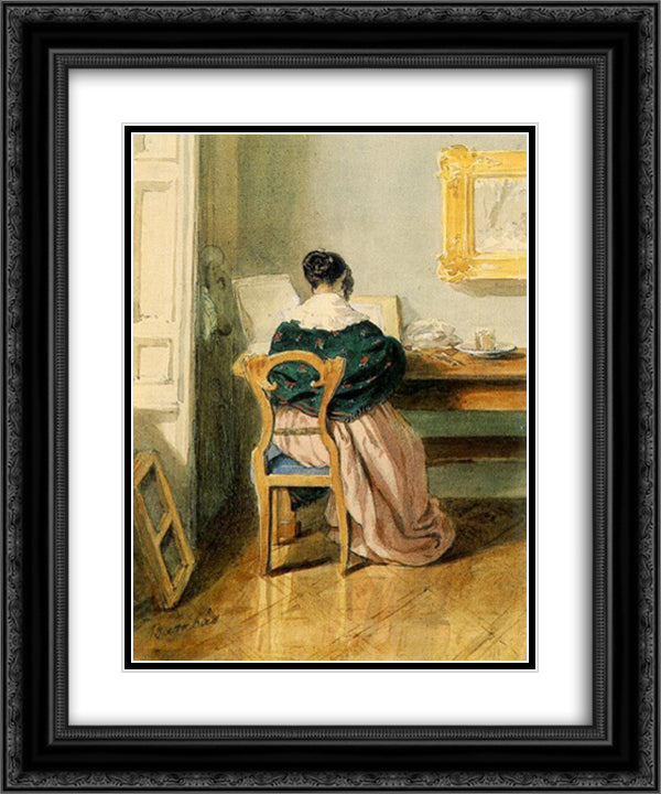 The Artist's Wife 20x24 Black Ornate Wood Framed Art Print Poster with Double Matting by Barabas, Miklos