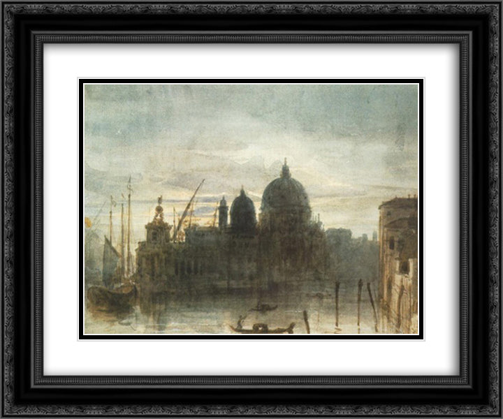 Venice at Dusk 24x20 Black Ornate Wood Framed Art Print Poster with Double Matting by Barabas, Miklos