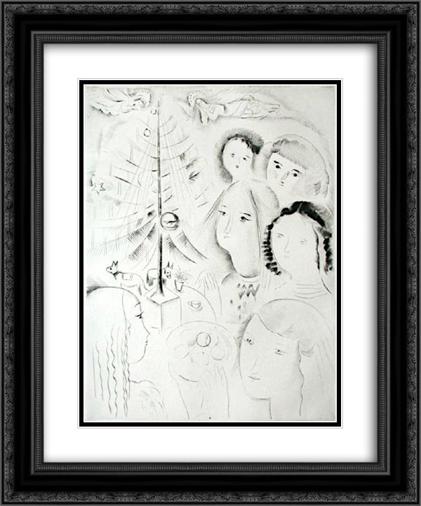 L'arbre de Noel I 20x24 Black Ornate Wood Framed Art Print Poster with Double Matting by Possoz, Mily