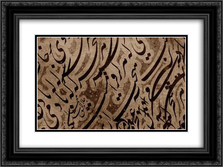 Calligraphy exercises (detail) 24x18 Black Ornate Wood Framed Art Print Poster with Double Matting by Hassani, Mir Emad