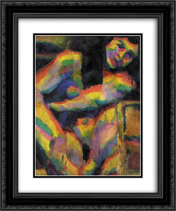 Synchromist Nude 20x24 Black Ornate Wood Framed Art Print Poster with Double Matting by Russell, Morgan