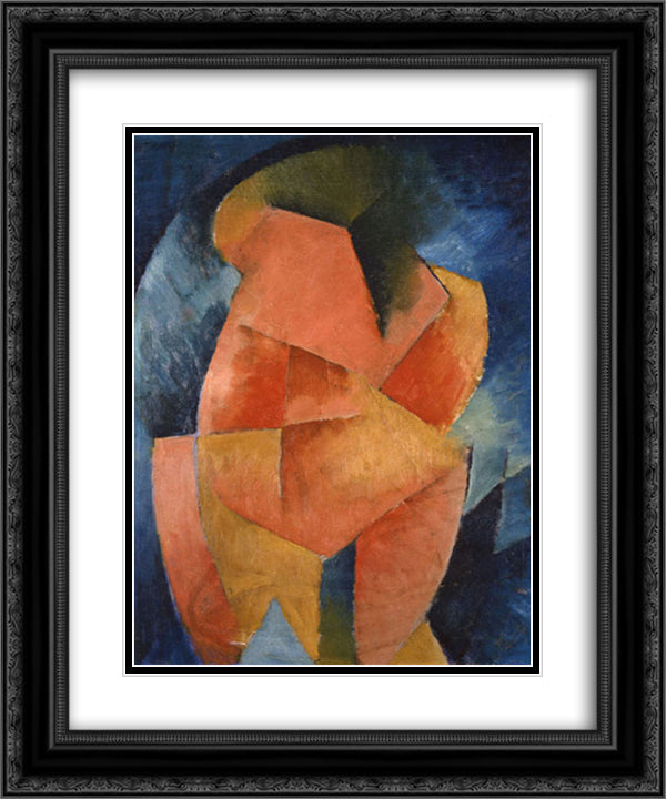 Figure A (Geometrical Patterns) 20x24 Black Ornate Wood Framed Art Print Poster with Double Matting by Shamberg, Morton