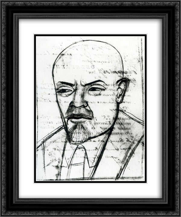 Portrait of Vladimir Lenin 20x24 Black Ornate Wood Framed Art Print Poster with Double Matting by Boichuk, Mykhailo