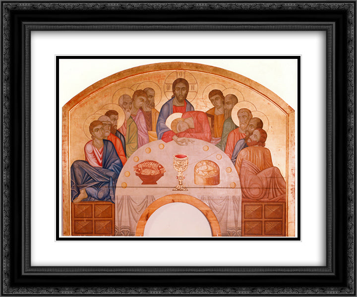 The Last Supper 24x20 Black Ornate Wood Framed Art Print Poster with Double Matting by Boichuk, Mykhailo