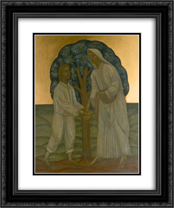 Two Under a Tree 20x24 Black Ornate Wood Framed Art Print Poster with Double Matting by Boichuk, Mykhailo