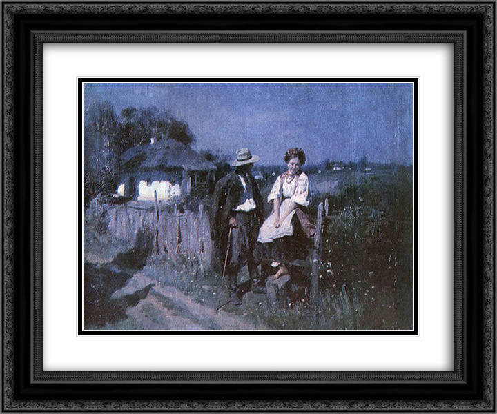 A Date 24x20 Black Ornate Wood Framed Art Print Poster with Double Matting by Pymonenko, Mykola