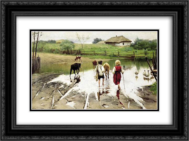 A Ford 24x18 Black Ornate Wood Framed Art Print Poster with Double Matting by Pymonenko, Mykola