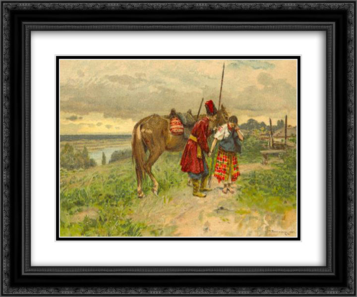 Before the campaign 24x20 Black Ornate Wood Framed Art Print Poster with Double Matting by Pymonenko, Mykola