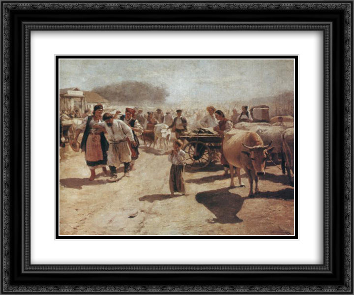 Fair 24x20 Black Ornate Wood Framed Art Print Poster with Double Matting by Pymonenko, Mykola