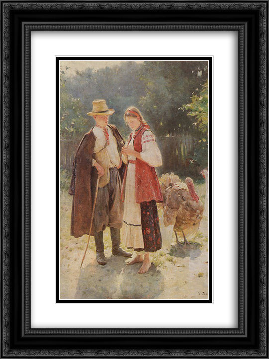 Idyll 18x24 Black Ornate Wood Framed Art Print Poster with Double Matting by Pymonenko, Mykola