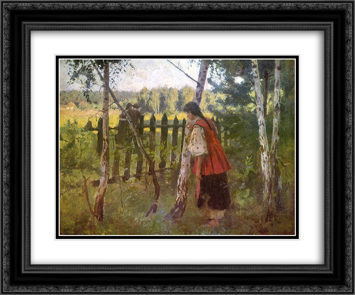 Jealousy 24x20 Black Ornate Wood Framed Art Print Poster with Double Matting by Pymonenko, Mykola