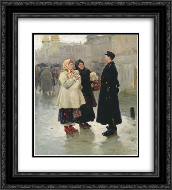 Meeting with fellow 20x22 Black Ornate Wood Framed Art Print Poster with Double Matting by Pymonenko, Mykola
