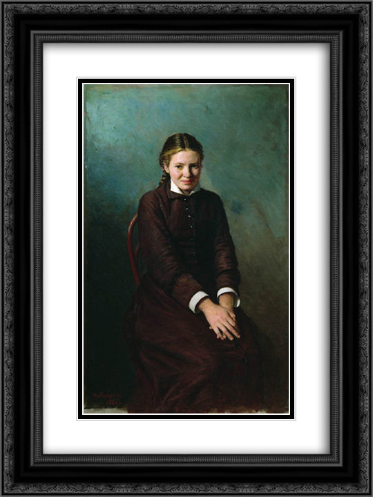 Girl student 18x24 Black Ornate Wood Framed Art Print Poster with Double Matting by Yaroshenko, Mykola