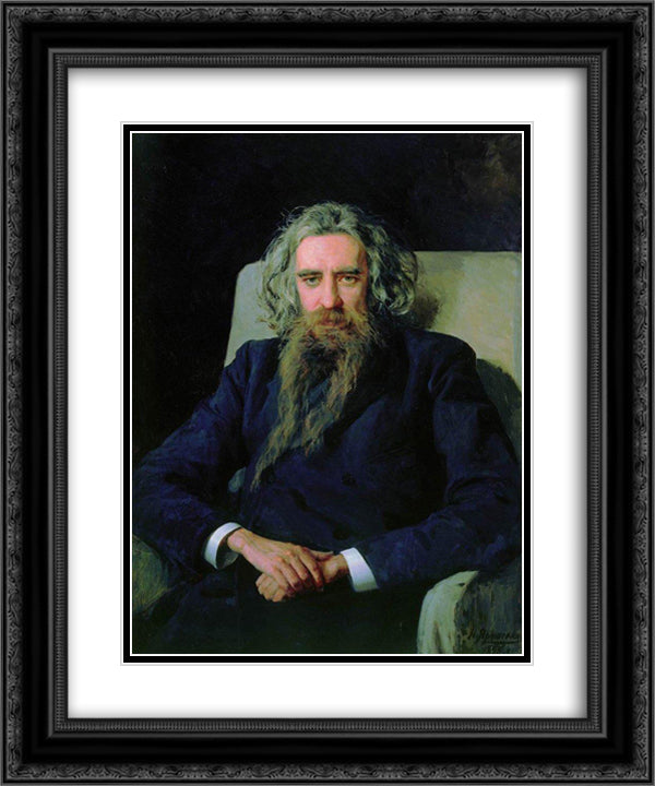 Portrait of Vladimir Solovyov 20x24 Black Ornate Wood Framed Art Print Poster with Double Matting by Yaroshenko, Mykola