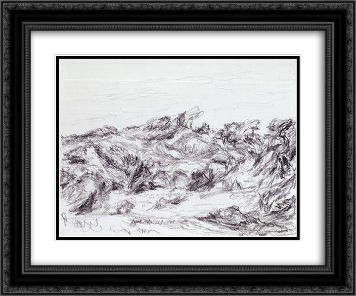 Untitled (Dunes with peaked brush) 24x20 Black Ornate Wood Framed Art Print Poster with Double Matting by Stout, Myron