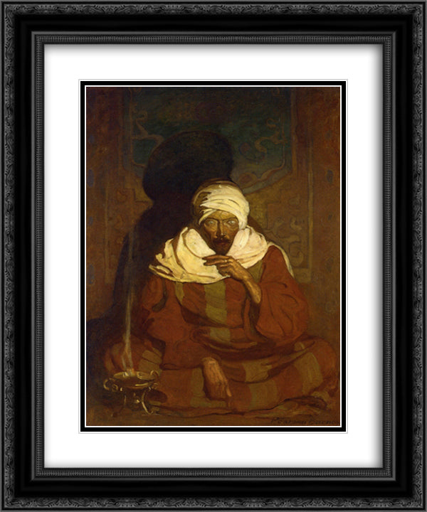 A Hindu Mystic 20x24 Black Ornate Wood Framed Art Print Poster with Double Matting by Wyeth, N.C.