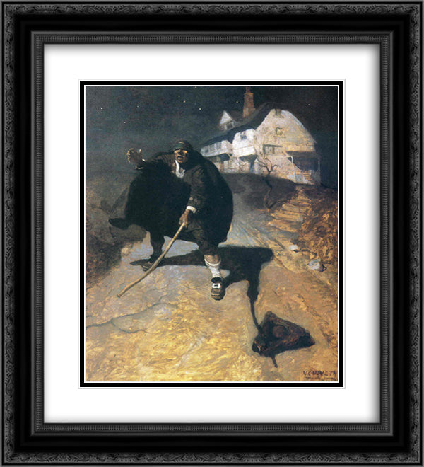 Blind Pew 20x22 Black Ornate Wood Framed Art Print Poster with Double Matting by Wyeth, N.C.