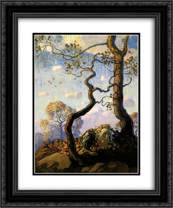 Rip Van Winkle Illustration 20x24 Black Ornate Wood Framed Art Print Poster with Double Matting by Wyeth, N.C.