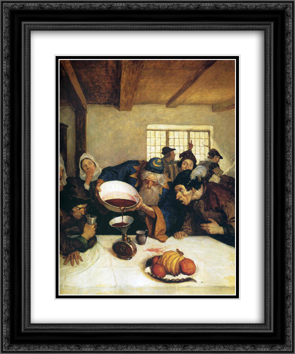 The astrologer emptied the whole of the bowl into the bottle 20x24 Black Ornate Wood Framed Art Print Poster with Double Matting by Wyeth, N.C.