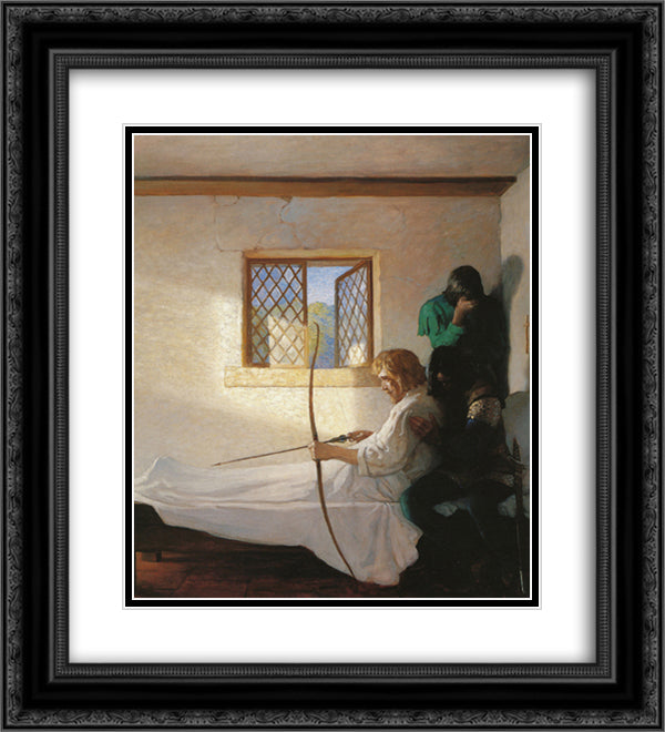 The Passing of Robin Hood 20x22 Black Ornate Wood Framed Art Print Poster with Double Matting by Wyeth, N.C.