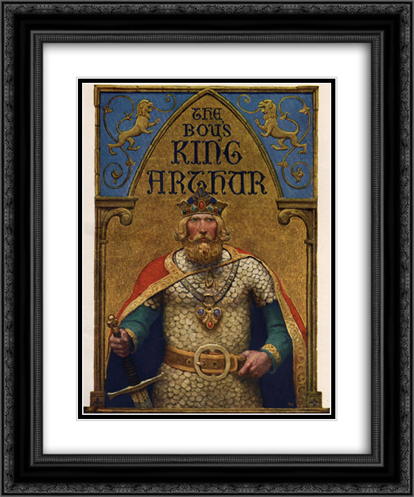 Title page of The Boy's King Arthur 20x24 Black Ornate Wood Framed Art Print Poster with Double Matting by Wyeth, N.C.