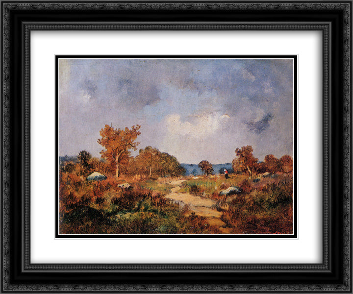 Autumn Landscape 24x20 Black Ornate Wood Framed Art Print Poster with Double Matting by Diaz, Narcisse Virgilio