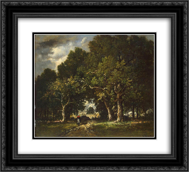 Road in the Wood 22x20 Black Ornate Wood Framed Art Print Poster with Double Matting by Diaz, Narcisse Virgilio