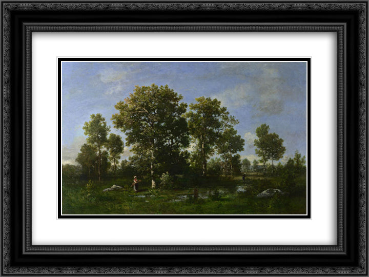 Sunny Days in the Forest 24x18 Black Ornate Wood Framed Art Print Poster with Double Matting by Diaz, Narcisse Virgilio