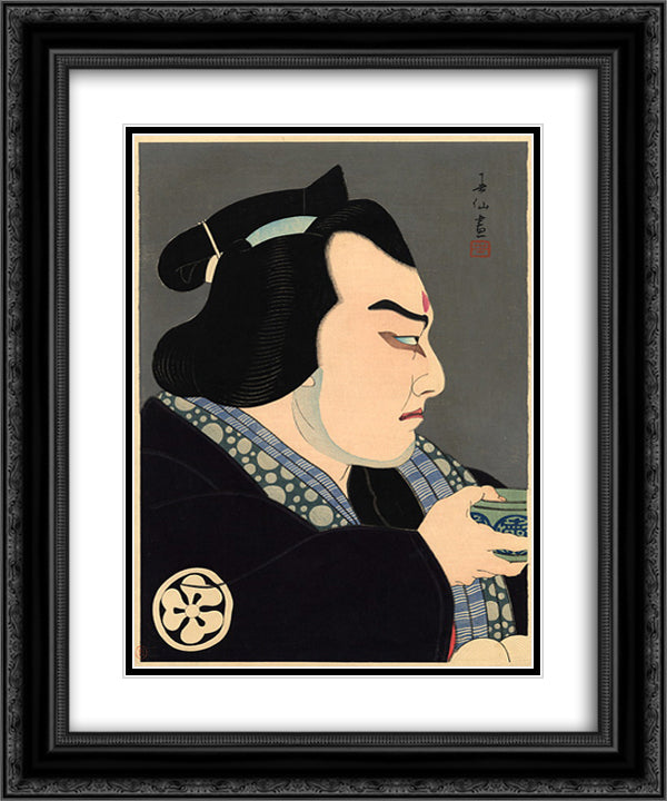 Bando Jusaburo in the role of Seigoro 20x24 Black Ornate Wood Framed Art Print Poster with Double Matting by Shunsen, Natori