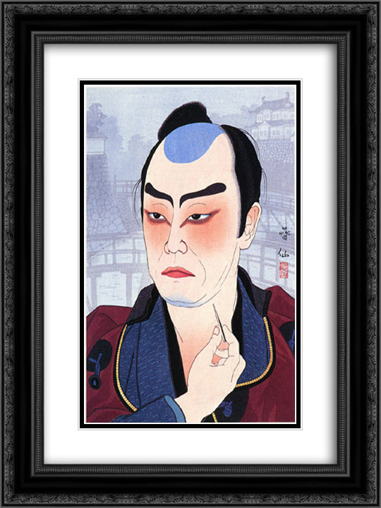 Ichikawa Sadanji as Moroboshi Chuya 18x24 Black Ornate Wood Framed Art Print Poster with Double Matting by Shunsen, Natori