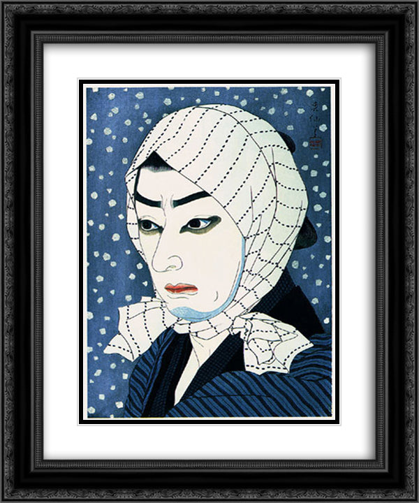 Ichimura Uzaemon as Naoji 20x24 Black Ornate Wood Framed Art Print Poster with Double Matting by Shunsen, Natori