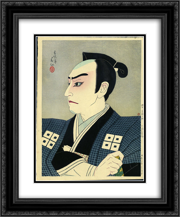 Kitaoka Nizaemon as Wakasanosuke in Chushingura 20x24 Black Ornate Wood Framed Art Print Poster with Double Matting by Shunsen, Natori