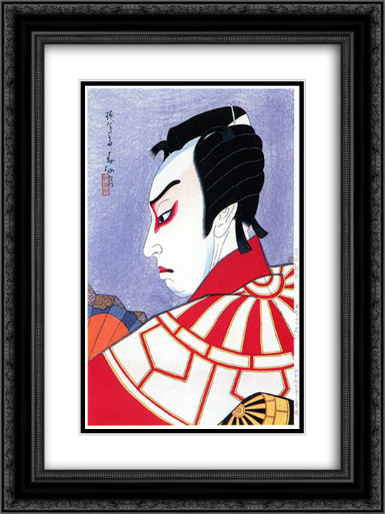 Morita Kan'ya as Kitsune Tadanobu in Yoshitsune Senbon Zakura 18x24 Black Ornate Wood Framed Art Print Poster with Double Matting by Shunsen, Natori