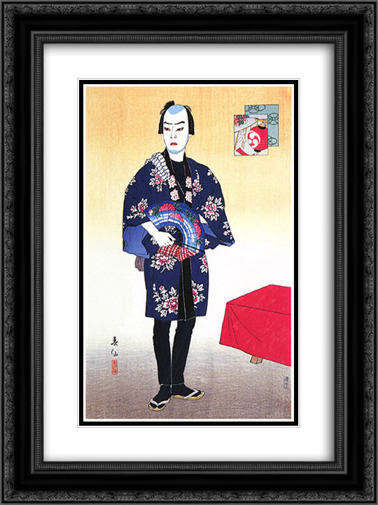 Onoe Kikugoro as Omatsuri Sanshichi 18x24 Black Ornate Wood Framed Art Print Poster with Double Matting by Shunsen, Natori