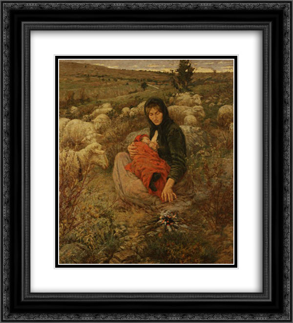 Inverno triste, firmato 20x22 Black Ornate Wood Framed Art Print Poster with Double Matting by Cannicci, Niccolo