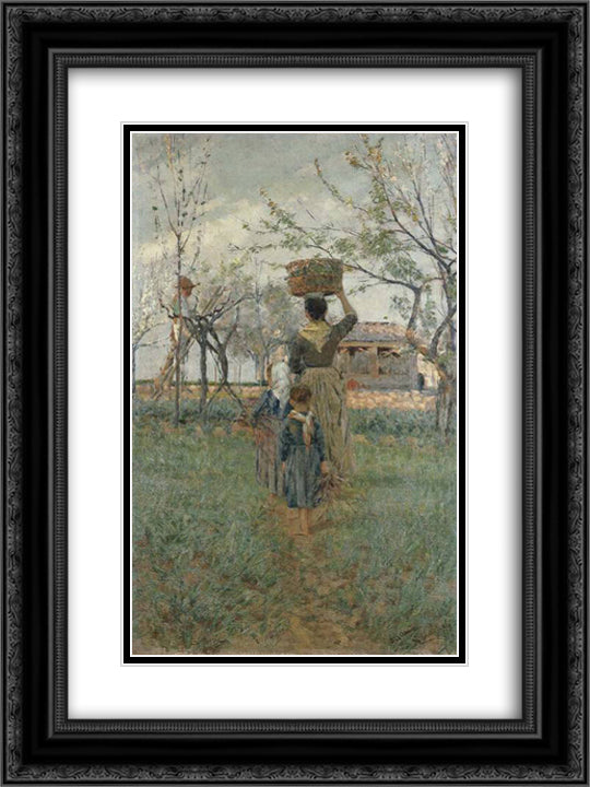 Ritorno dai campi (Primavera) 18x24 Black Ornate Wood Framed Art Print Poster with Double Matting by Cannicci, Niccolo
