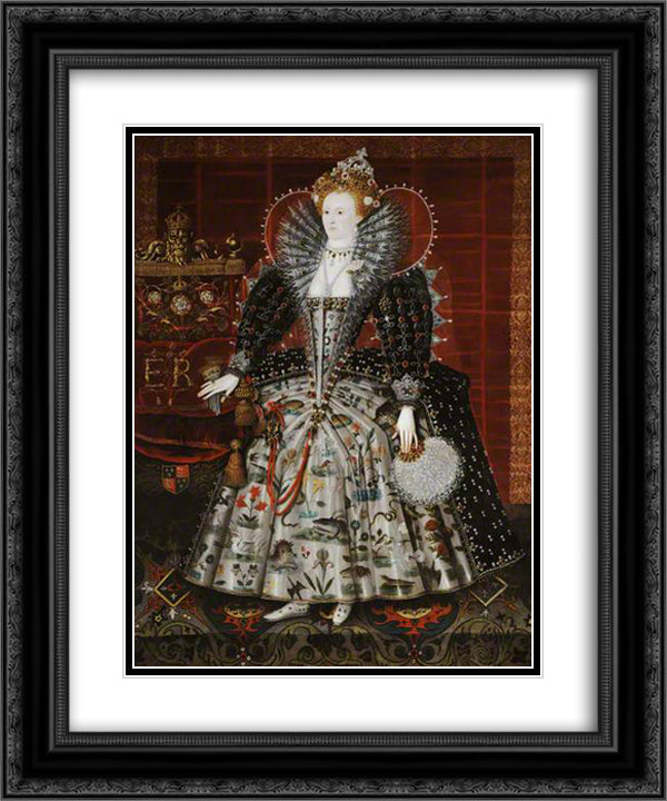 Elizabeth I 20x24 Black Ornate Wood Framed Art Print Poster with Double Matting by Hilliard, Nicholas